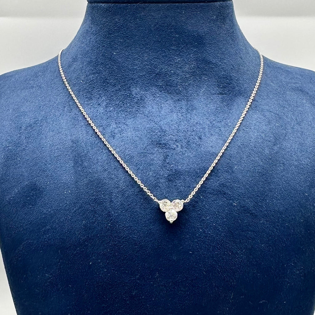 14K White Gold 1.13 CT Clarity-Enhanced Diamond Pendant Necklace IGJJ