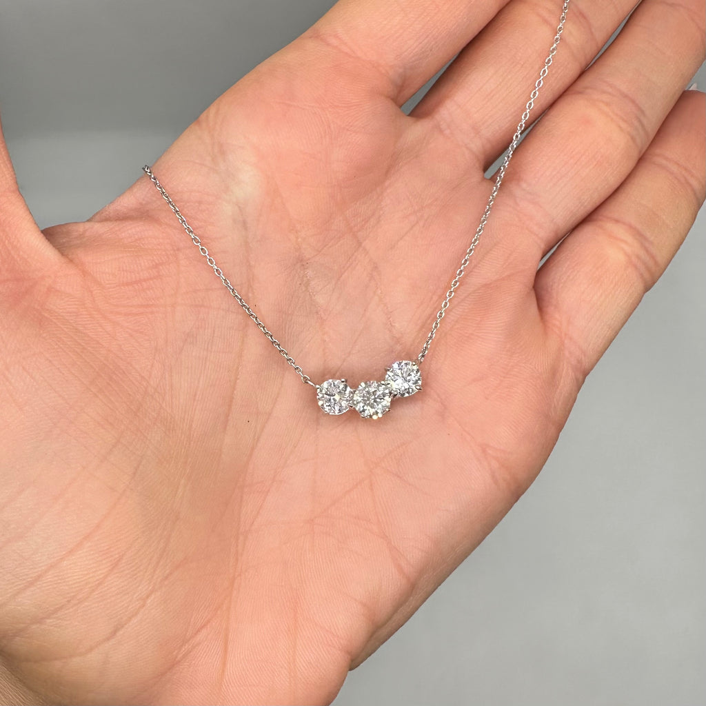14K White Gold 2.10 CT Clarity-Enhanced Round Diamond Pendant Necklace – 16” & 18” GNTJ