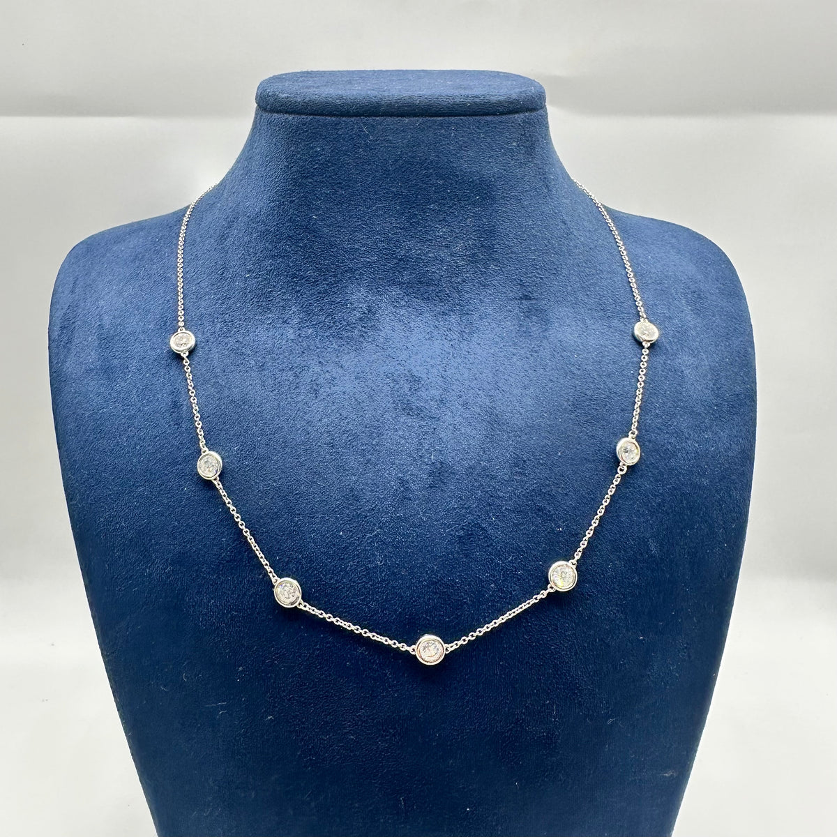 14K White Gold 2.15 CT Diamond By The Yard Necklace – 17” DN014 GNJJ