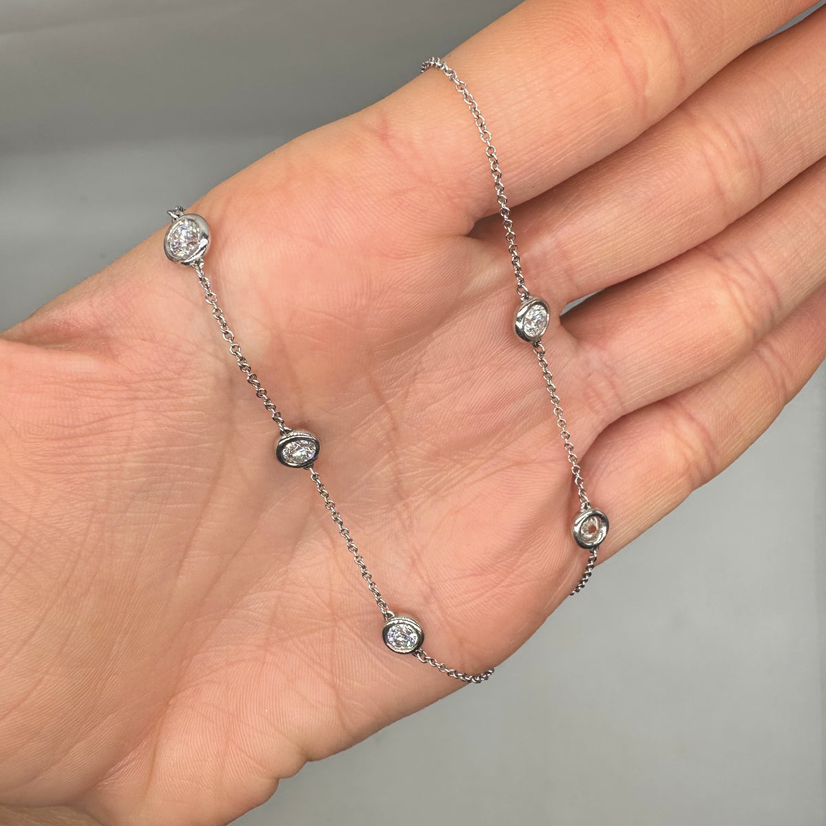 14K White Gold 2.15 CT Diamond By The Yard Necklace – 17” DN014 GNJJ