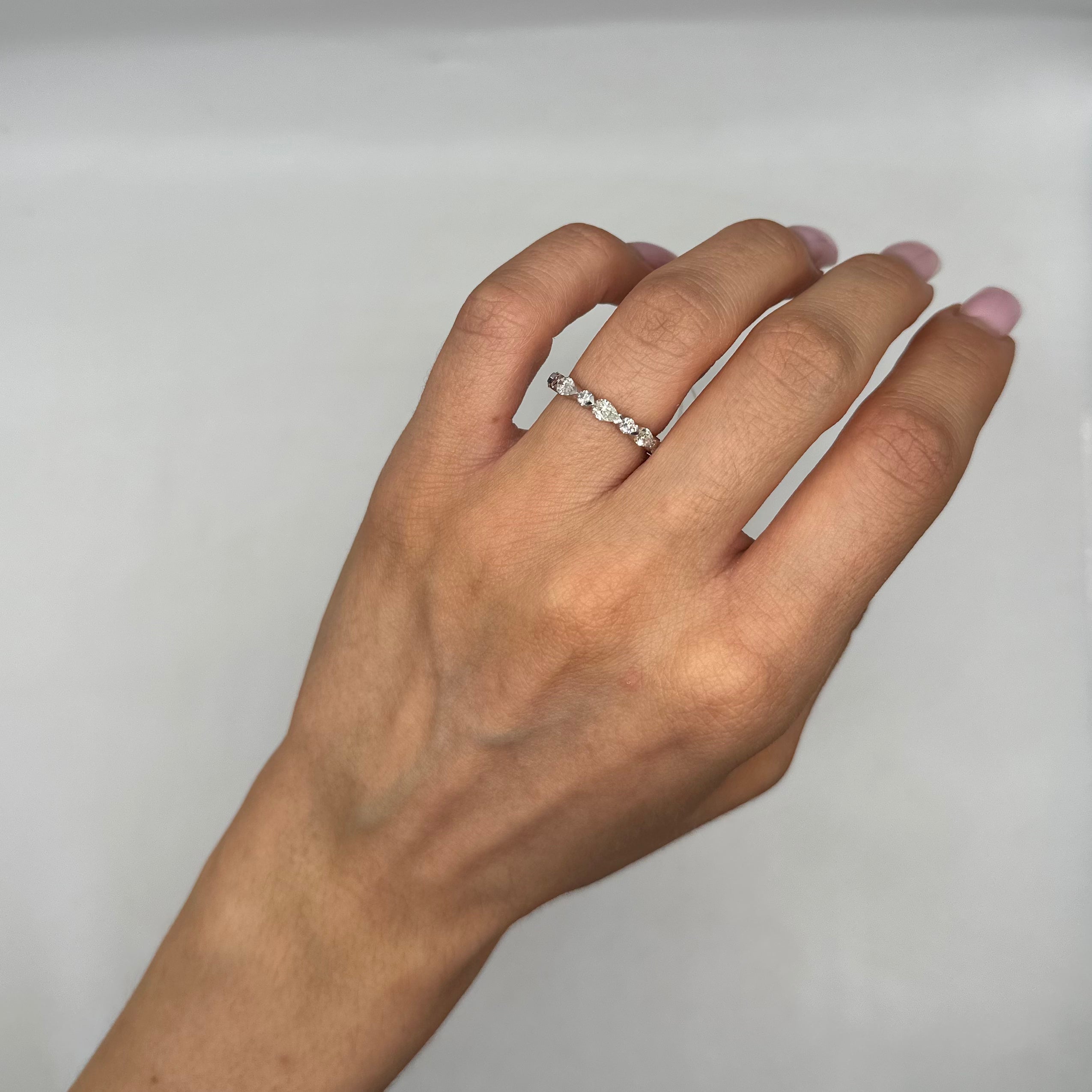 18K White Gold 1.88 CT Pear & Round Diamond Band WB014 IEJJ