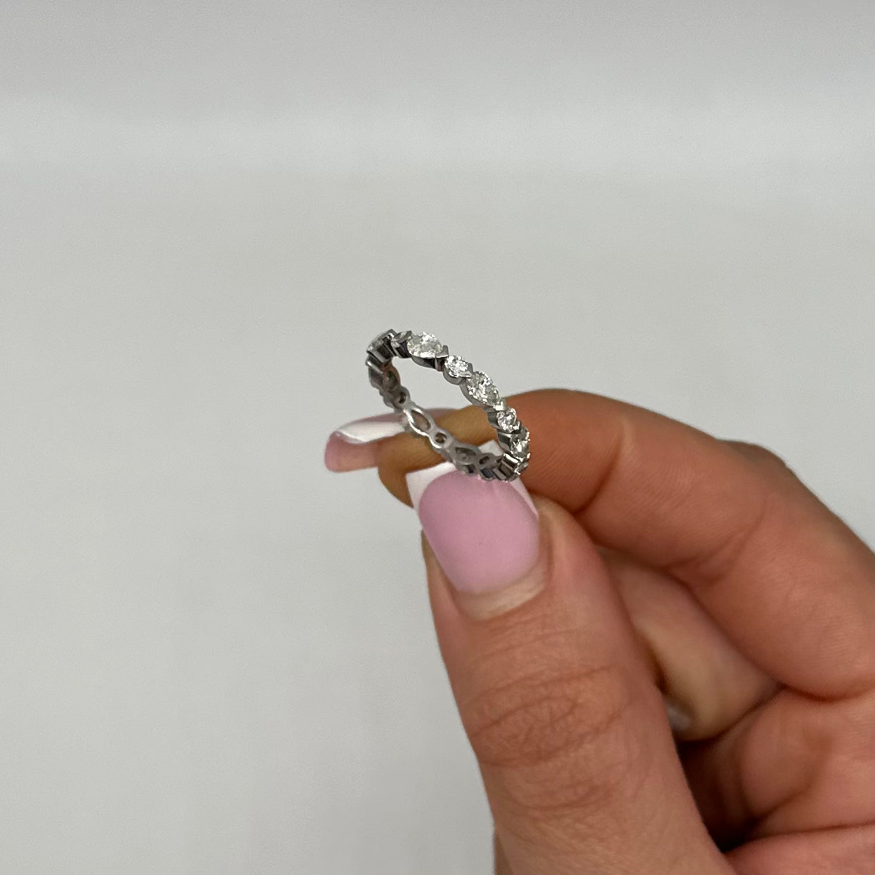18K White Gold 1.88 CT Pear & Round Diamond Band WB014 IEJJ