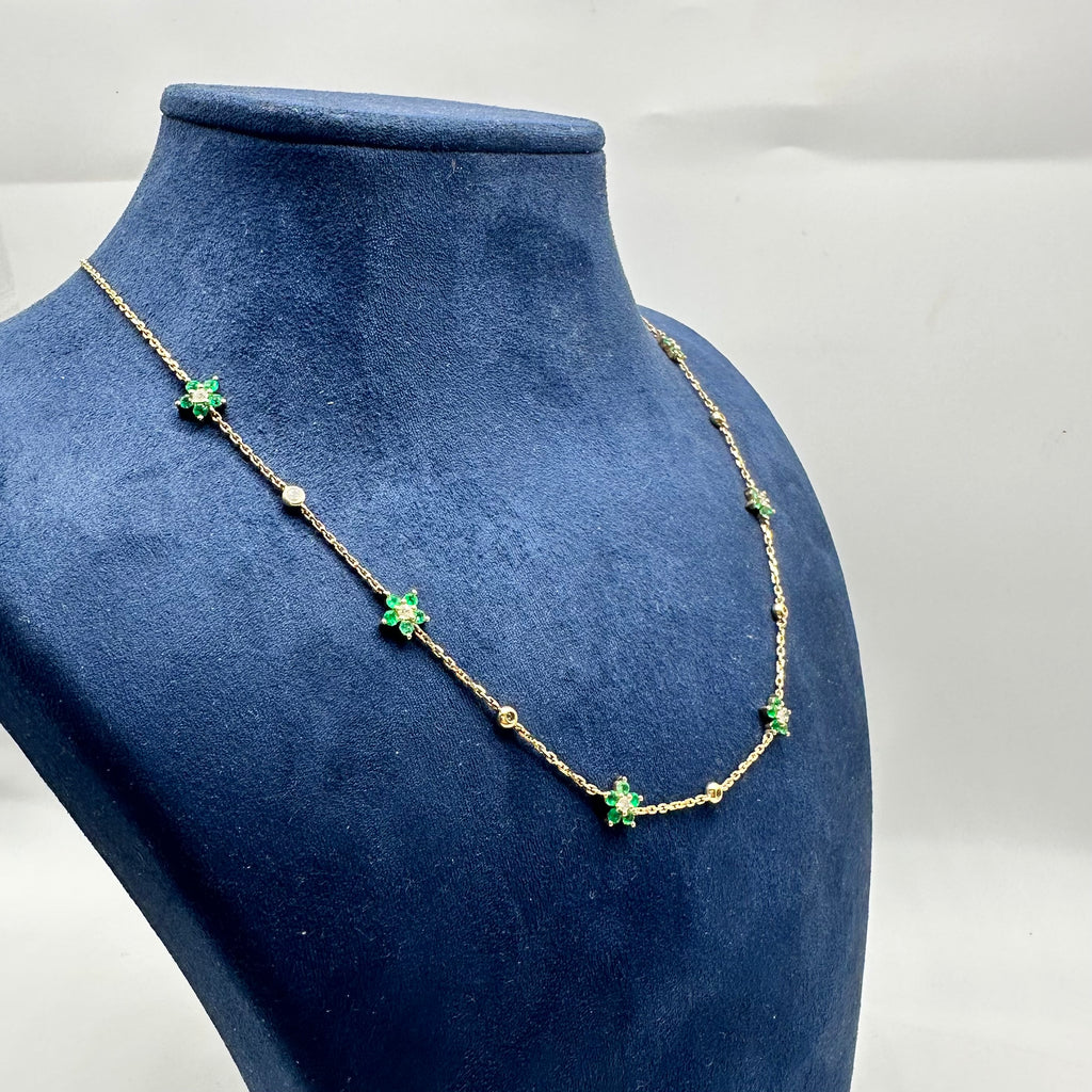 14K Yellow Gold 1.00 CT Emerald & 0.52 CT Diamond Necklace – 16”, 17” & 18” EMDN024 ENJ