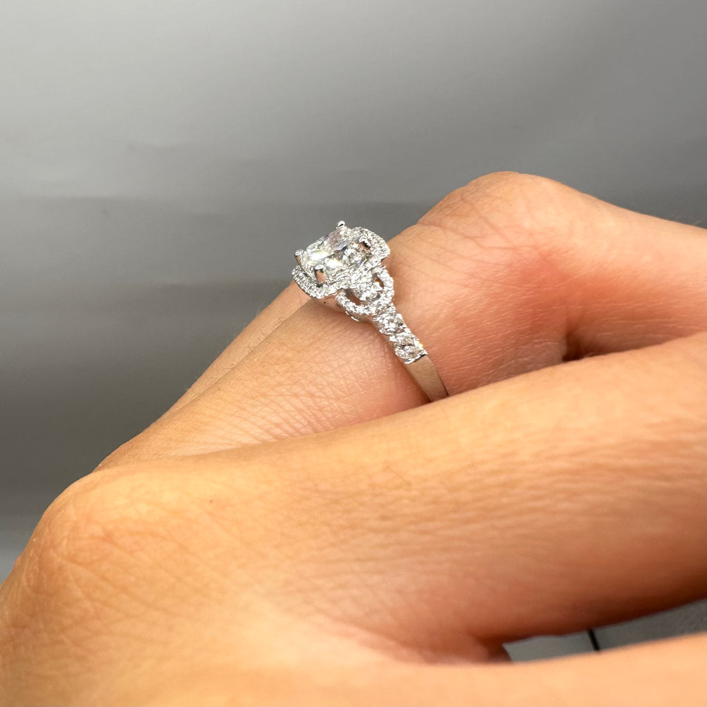 14K White Gold 1.40CT Diamond Ring  CUSHDR025 IATJ