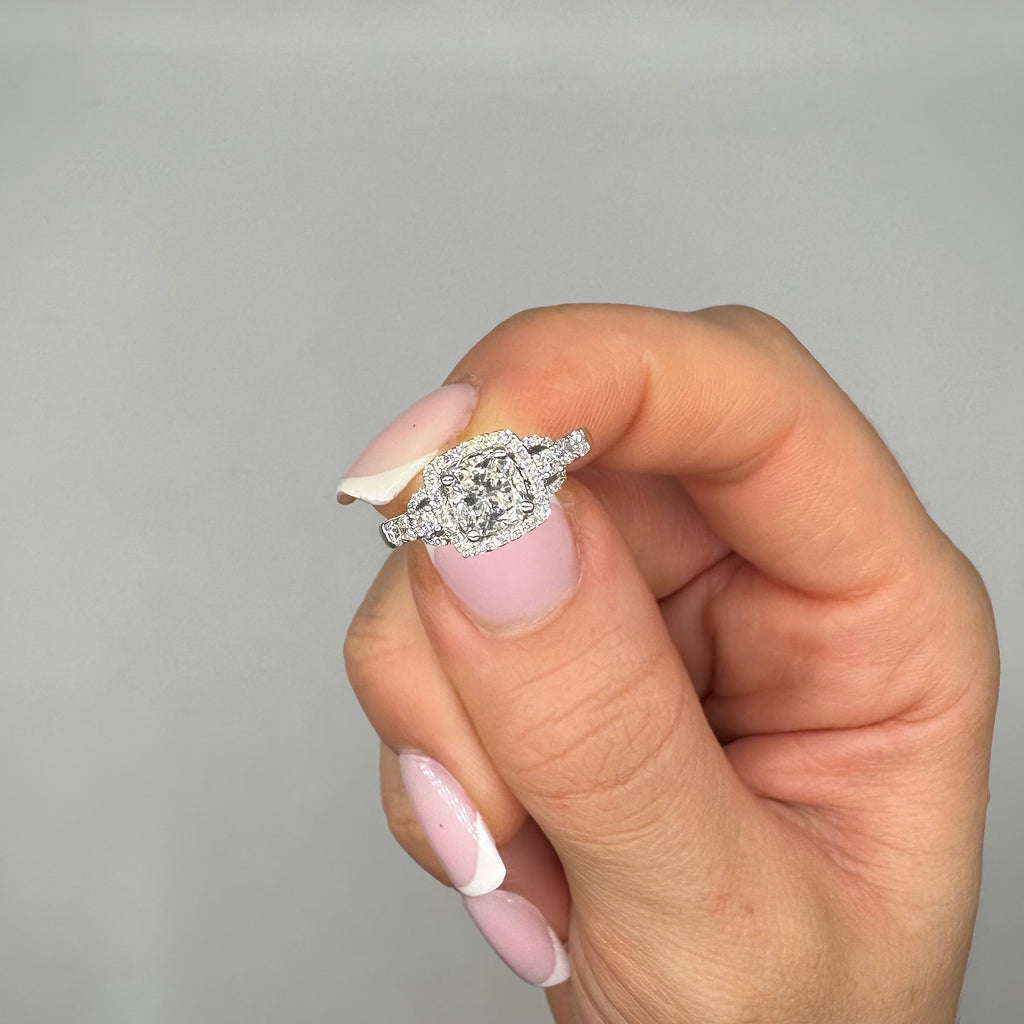 14K White Gold 1.40CT Diamond Ring  CUSHDR025 IATJ