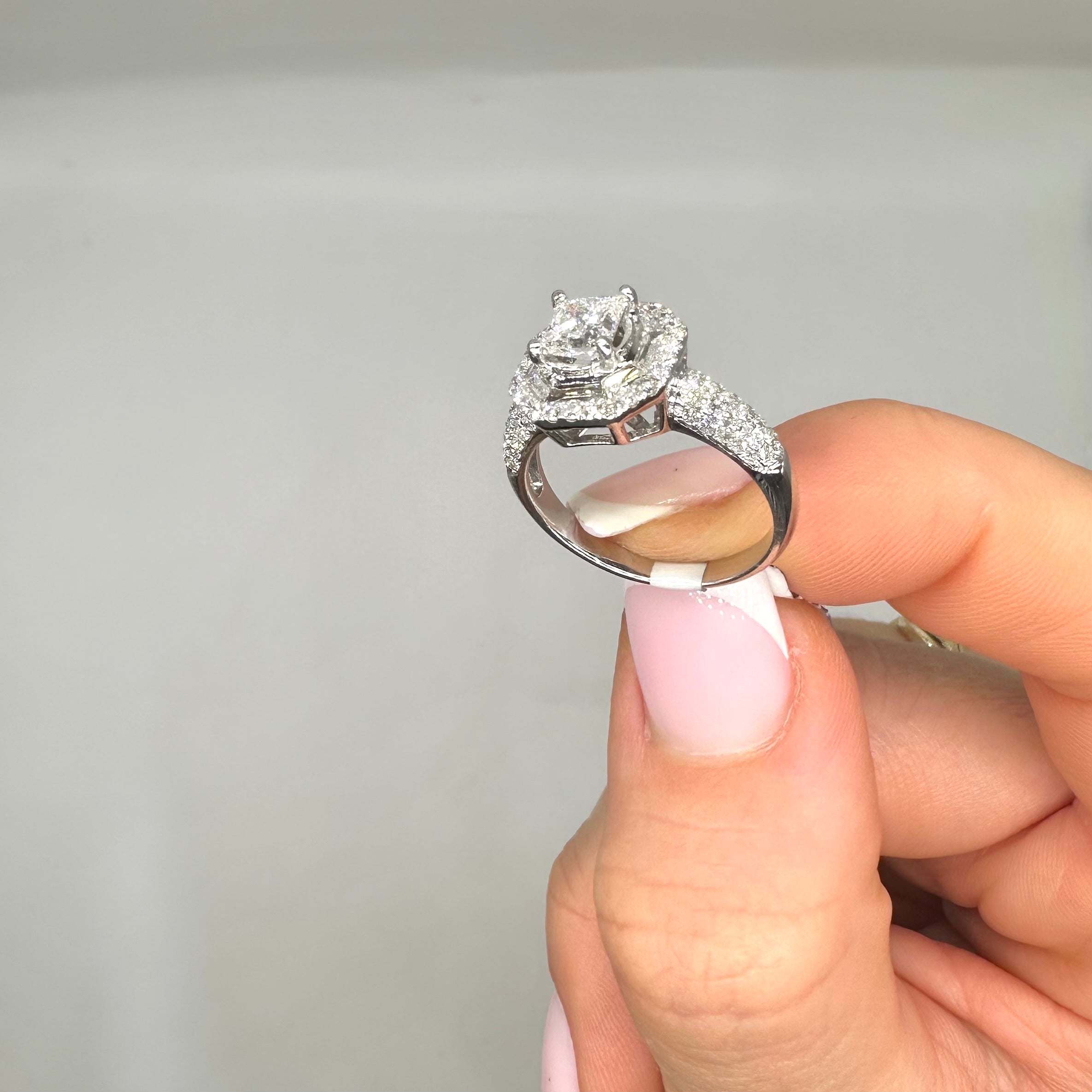 18K White Gold 1.68CT Diamond Ring with 0.73CT Princess-Cut Diamond PRER019 ITAJ
