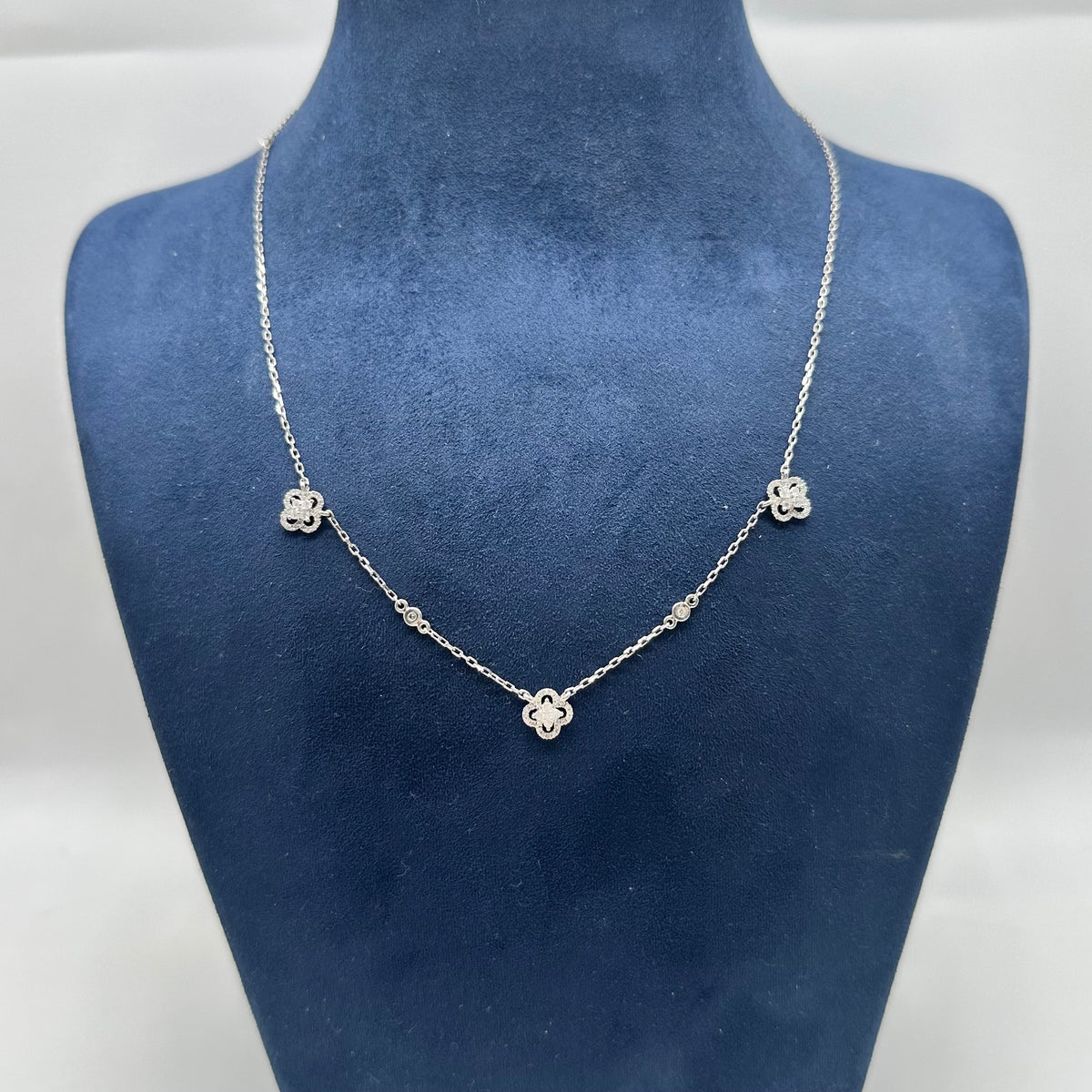 14K White Gold 0.46 CT Diamond Necklace – 15”, 16” & 17” Adjustable DC-N14485-1