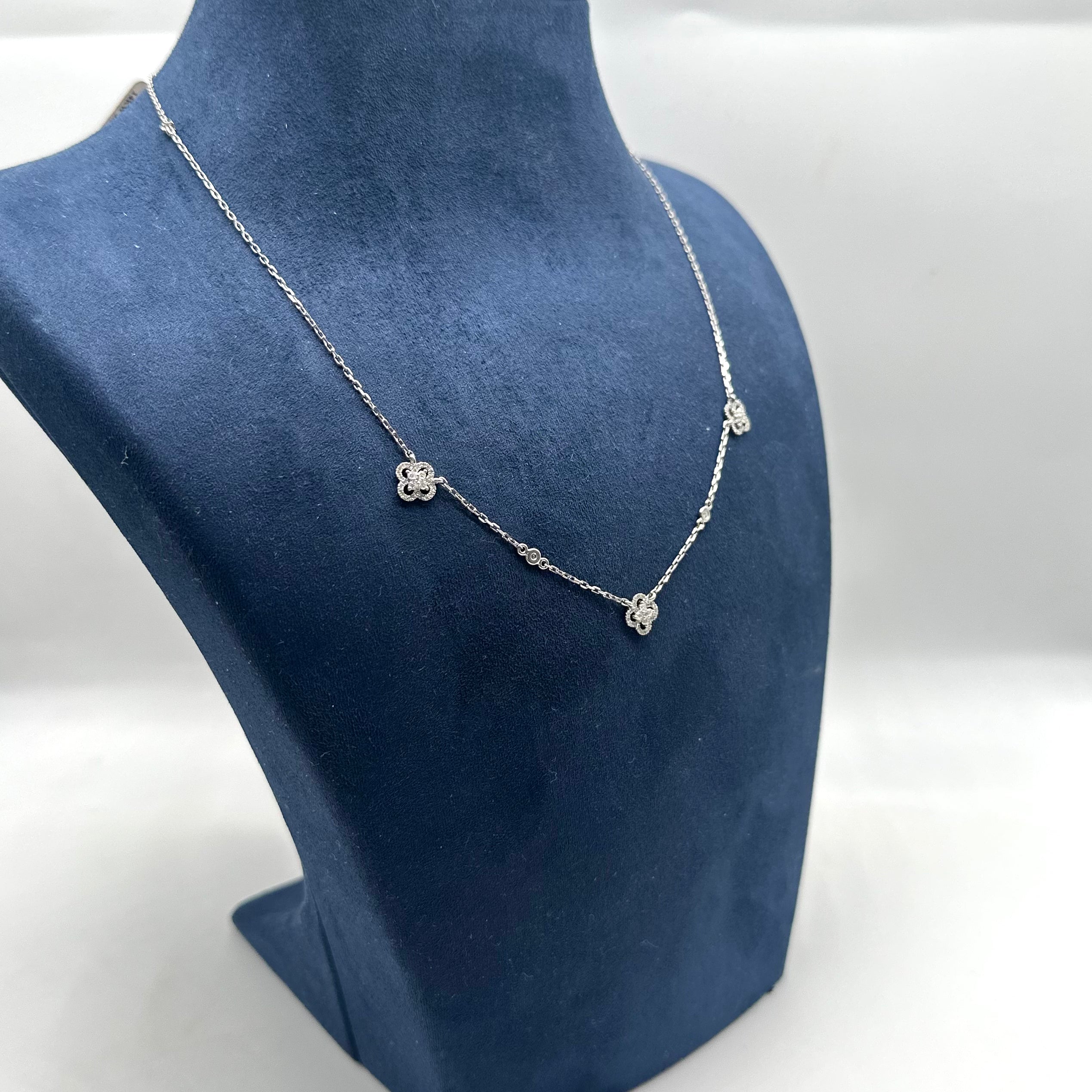 14K White Gold 0.46 CT Diamond Necklace – 15”, 16” & 17” Adjustable DC-N14485-1