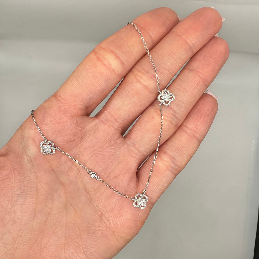 14K White Gold 0.46 CT Diamond Necklace – 15”, 16” & 17” Adjustable DC-N14485-1