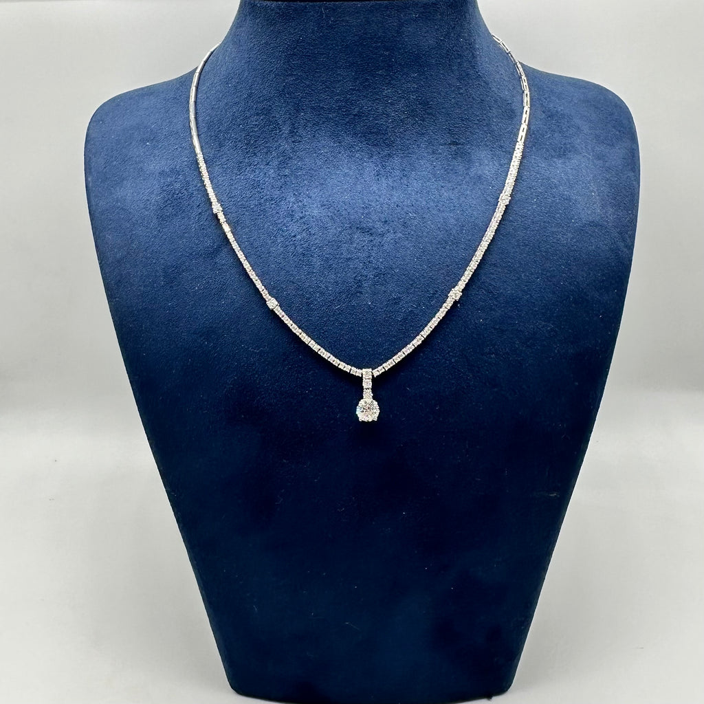 14K White Gold 2.90 CT Diamond Necklace - 16.5” DN104 ATJJ