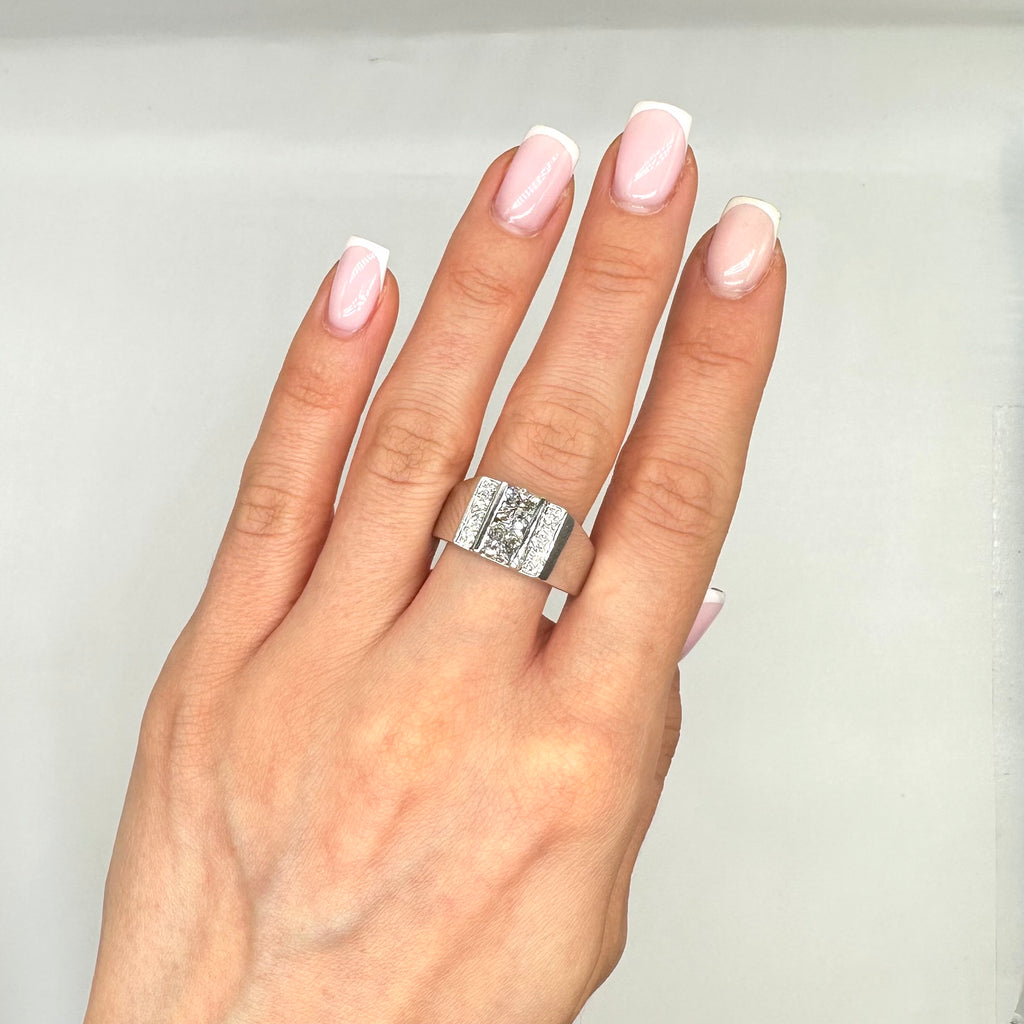 18K White Gold 1.90CT Lab Diamond Ring with 0.20CT Natural Diamond Accents DR012 GJJJ