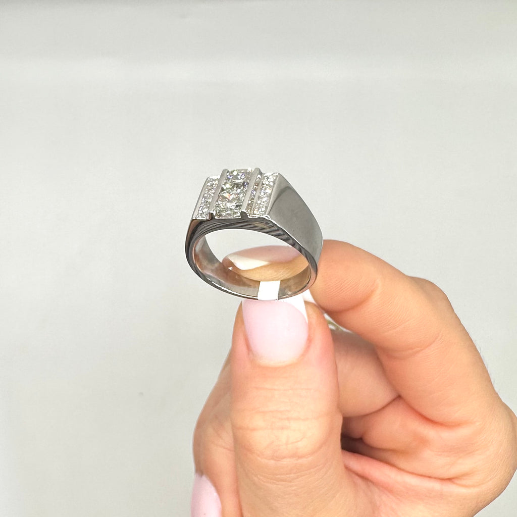 18K White Gold 1.90CT Lab Diamond Ring with 0.20CT Natural Diamond Accents DR012 GJJJ