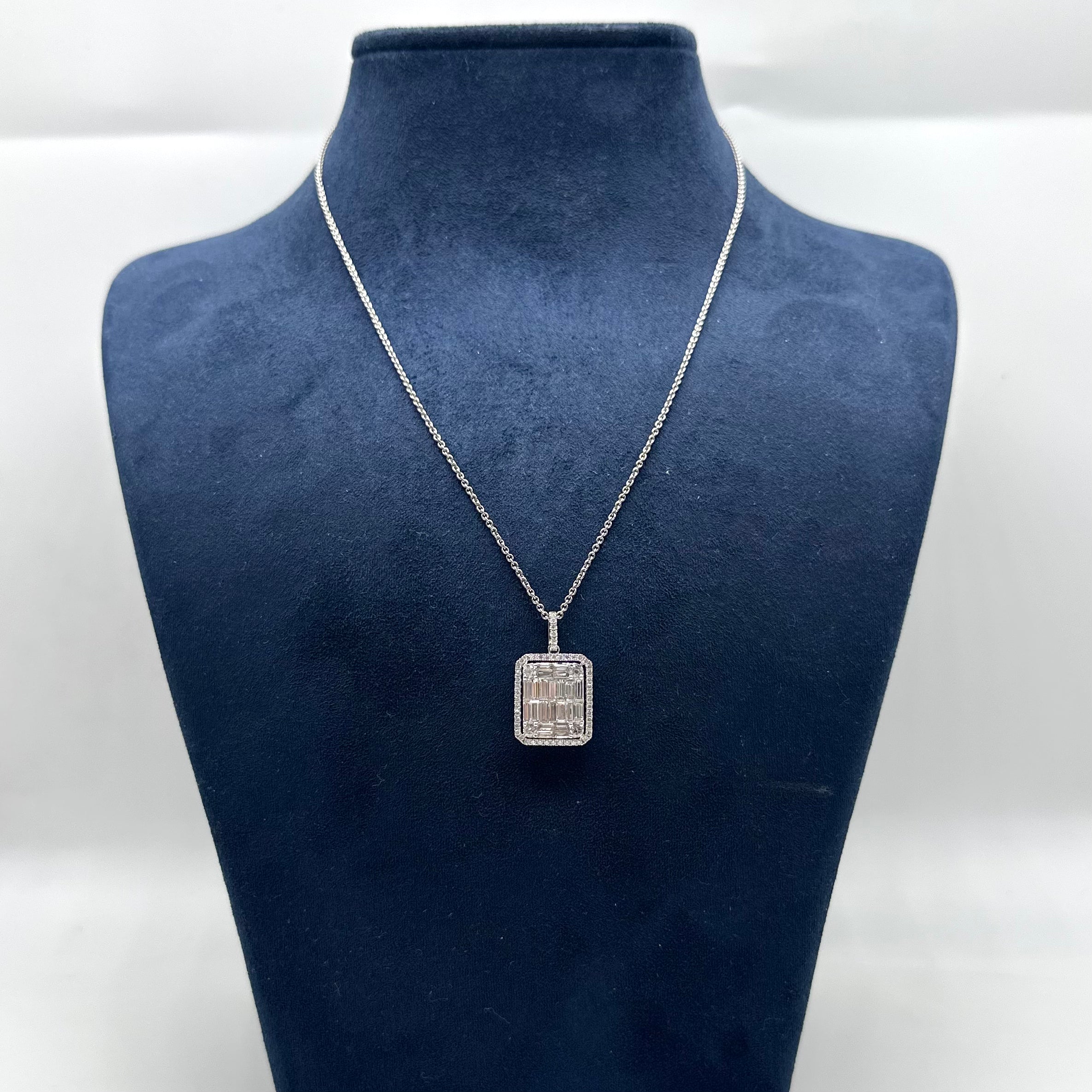 18K White Gold 1.67 CT Diamond Pendant Necklace – 16” DP0027 GGTJ