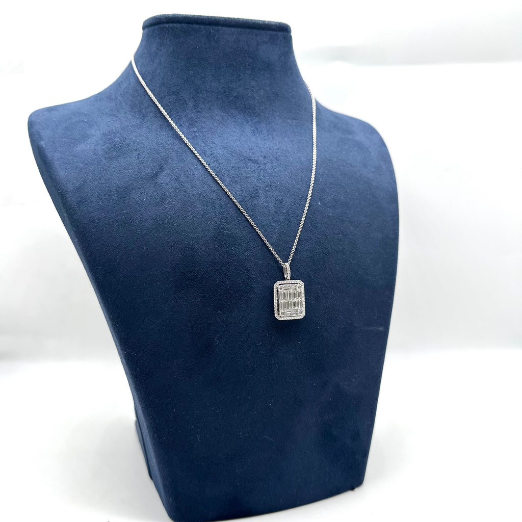 18K White Gold 1.67 CT Diamond Pendant Necklace – 16” DP0027 GGTJ
