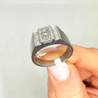 18K White Gold 1.90CT Lab Diamond Ring with 0.20CT Natural Diamond Accents DR012 GJJJ