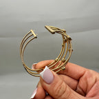 Yellow Gold Coil & Diamond Cluster Wire Bangle DB098 NGZJ