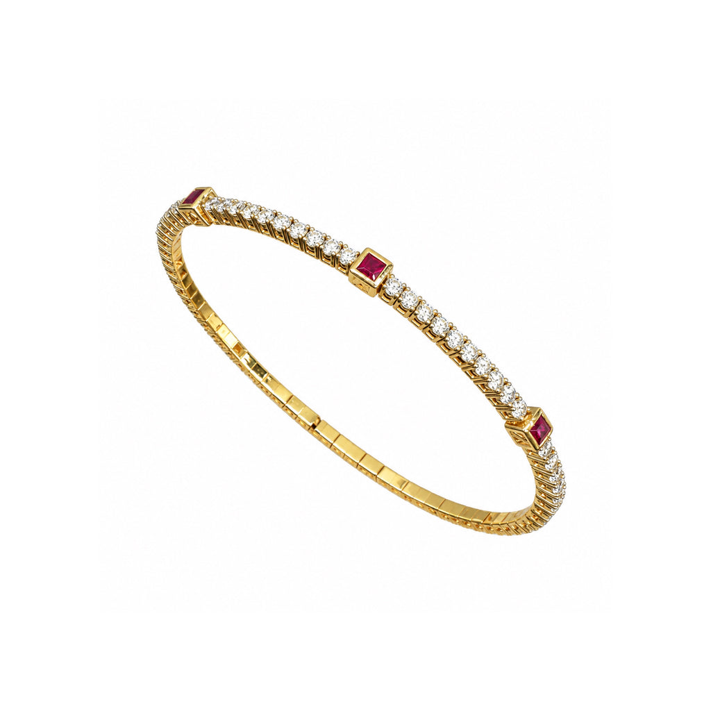 14K Yellow Gold Diamond & Ruby Bracelet – 0.76 CT Diamonds 0.37 CT Rubies CBR0105 IGTJ
