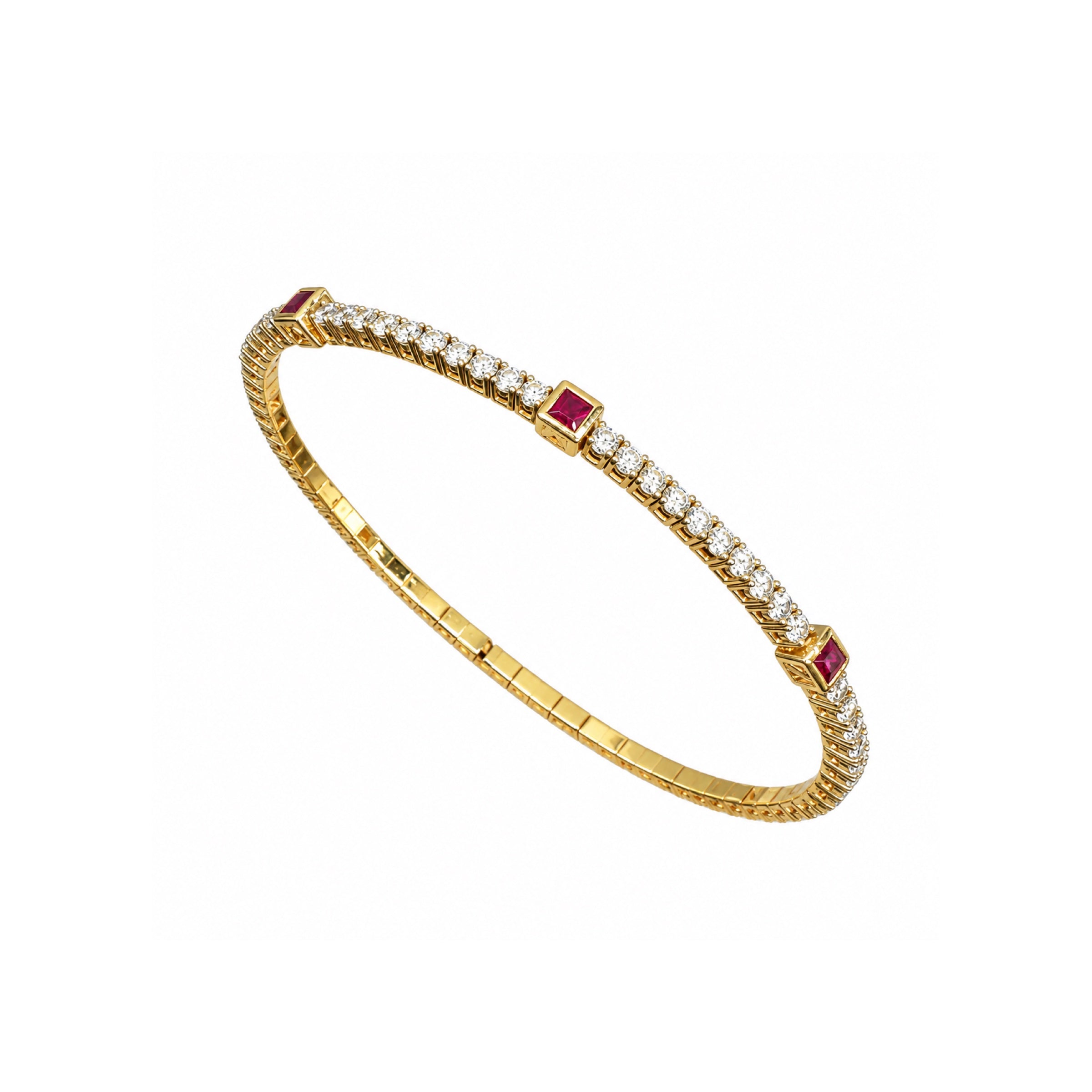 14K Yellow Gold Diamond & Ruby Bracelet – 0.76 CT Diamonds 0.37 CT Rubies CBR0105 IGTJ