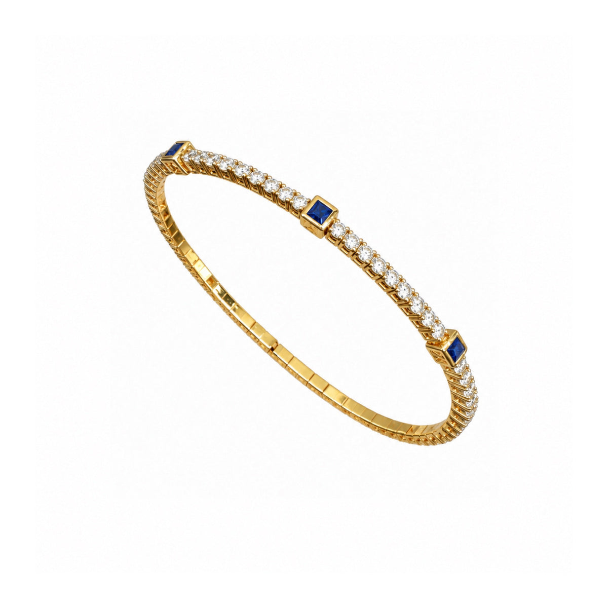 14K Yellow Gold 0.76 CT Diamond & 0.37 CT Sapphire Bracelet CBR0105 IGTJ