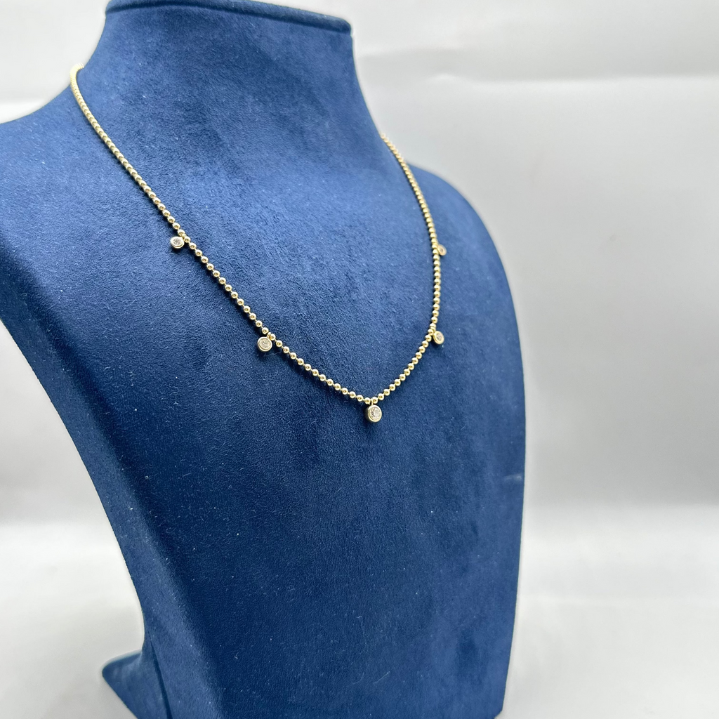 14K Yellow Gold 0.48 CT Diamond Bezel-Set Necklace – 16” Adjustable to 18” KVN00326