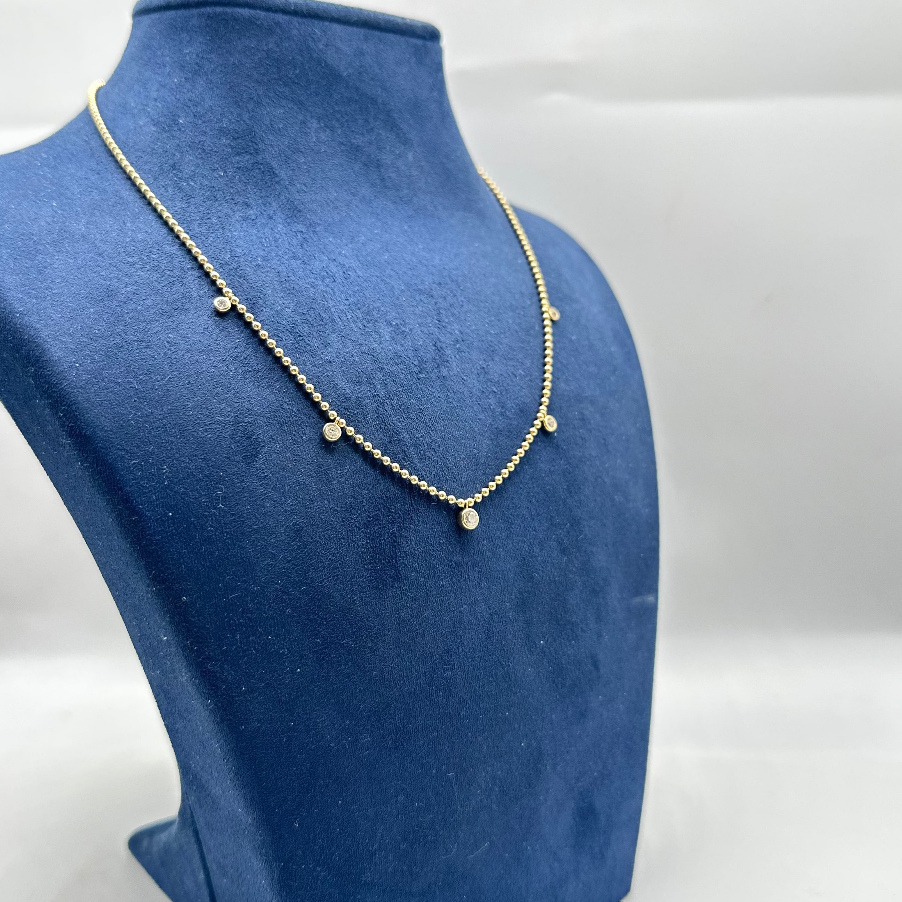 14K Yellow Gold 0.48 CT Diamond Bezel-Set Necklace – 16” Adjustable to 18” KVN00326