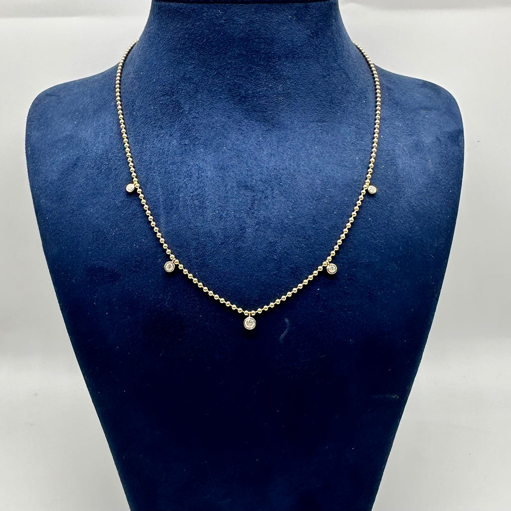 14K Yellow Gold 0.48 CT Diamond Bezel-Set Necklace – 16” Adjustable to 18” KVN00326