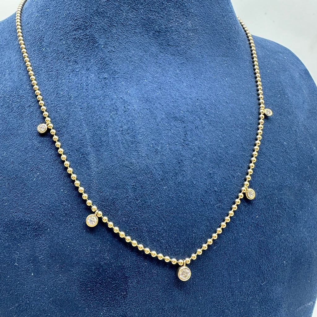 14K Yellow Gold 0.48 CT Diamond Bezel-Set Necklace – 16” Adjustable to 18” KVN00326