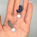 18K White Gold Sapphire & Diamond Earrings – 9.18 CT Sapphires  LE5028BS-3