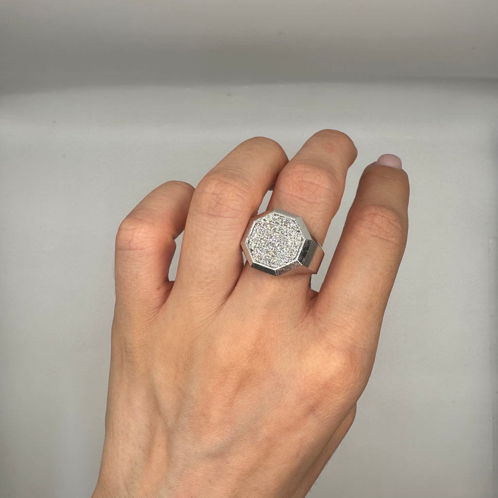 14K White Gold Ring with 0.96CT Diamonds DR020 IJJJ