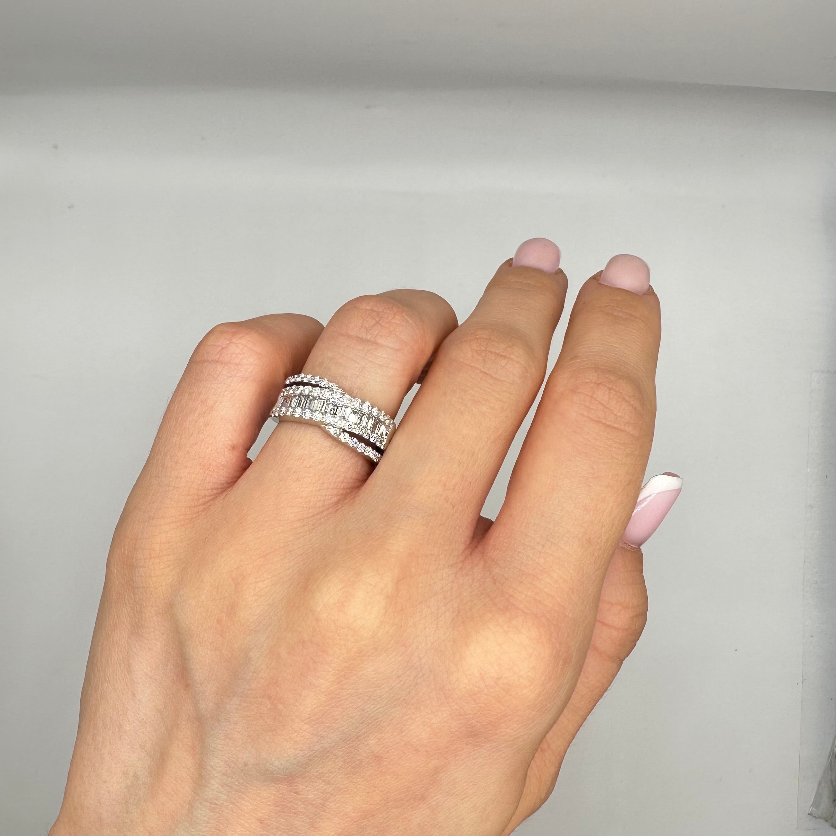 14K White Gold Band Ring with 0.70CT Diamonds WB459 IGJJ