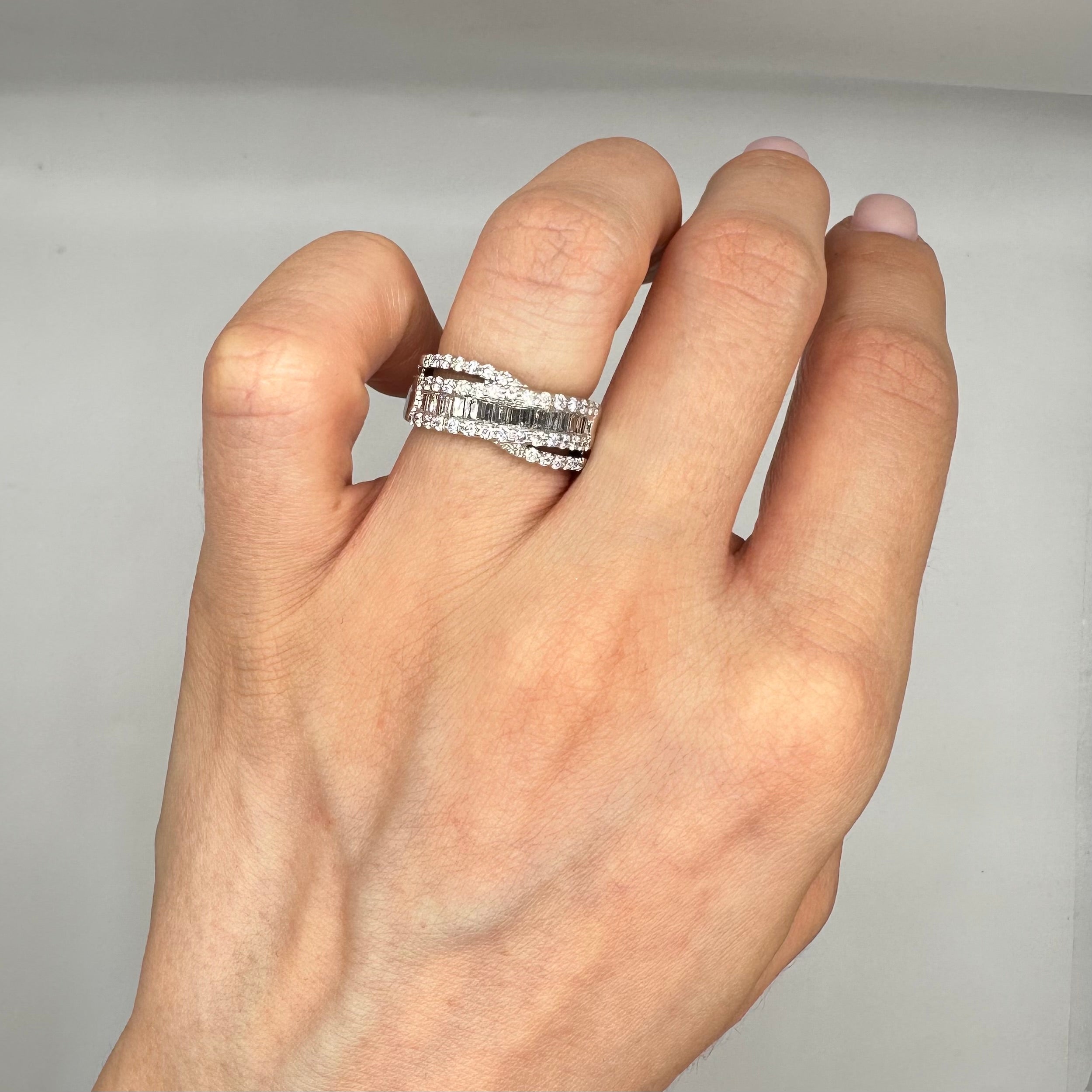 14K White Gold Band Ring with 0.70CT Diamonds WB459 IGJJ