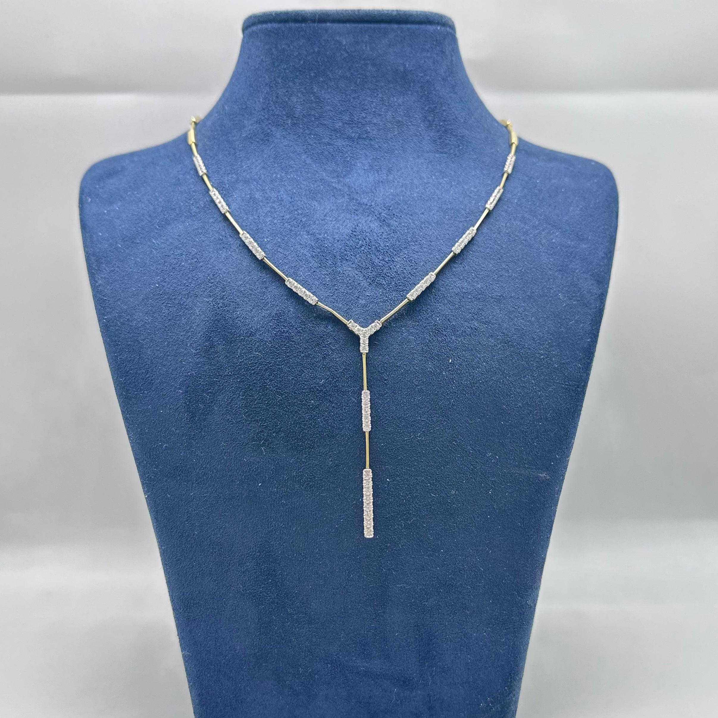 14K Yellow Gold Diamond Necklace – 1.86 CT, 16–17” Adjustable DC-N14070-17