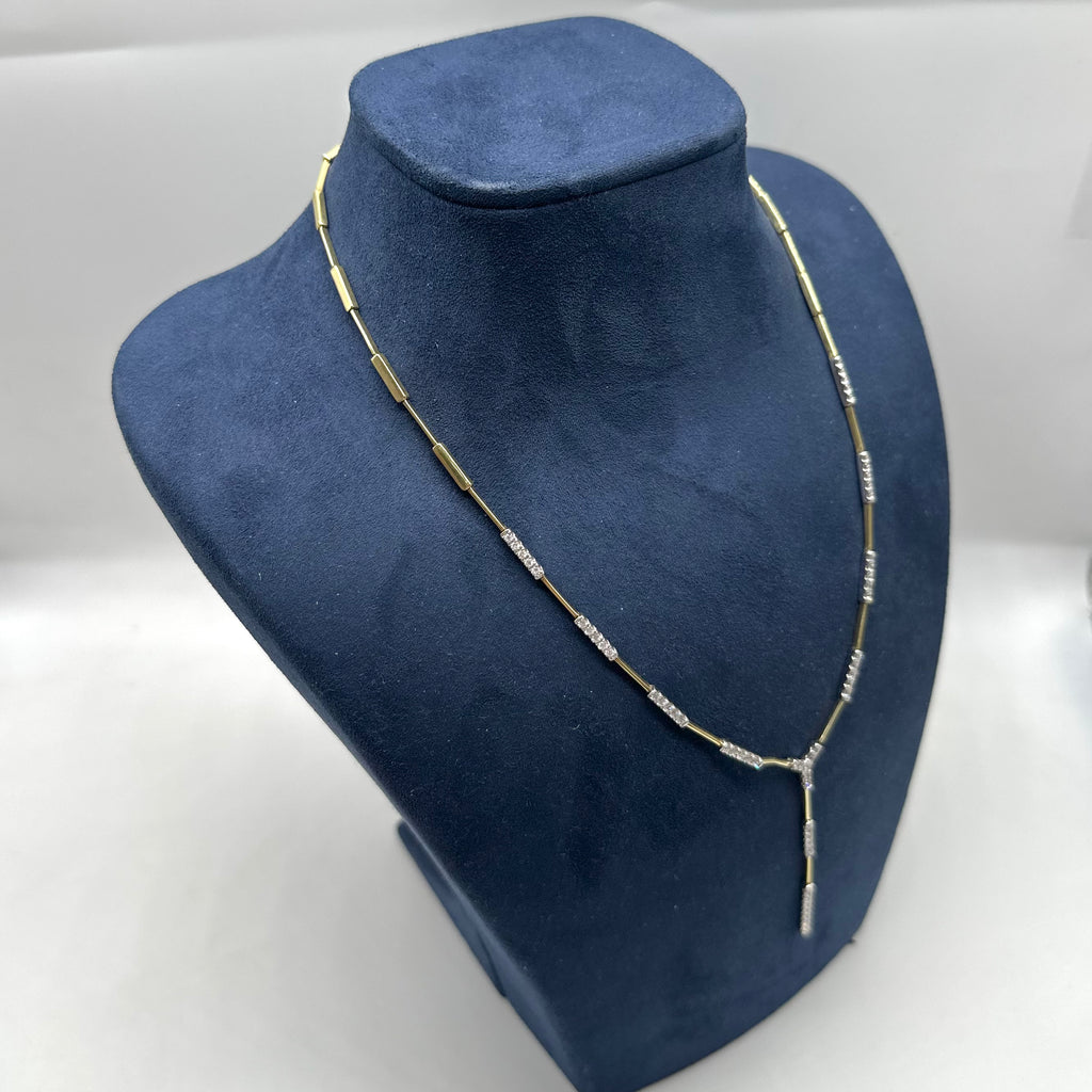 14K Yellow Gold Diamond Necklace – 1.86 CT, 16–17” Adjustable DC-N14070-17