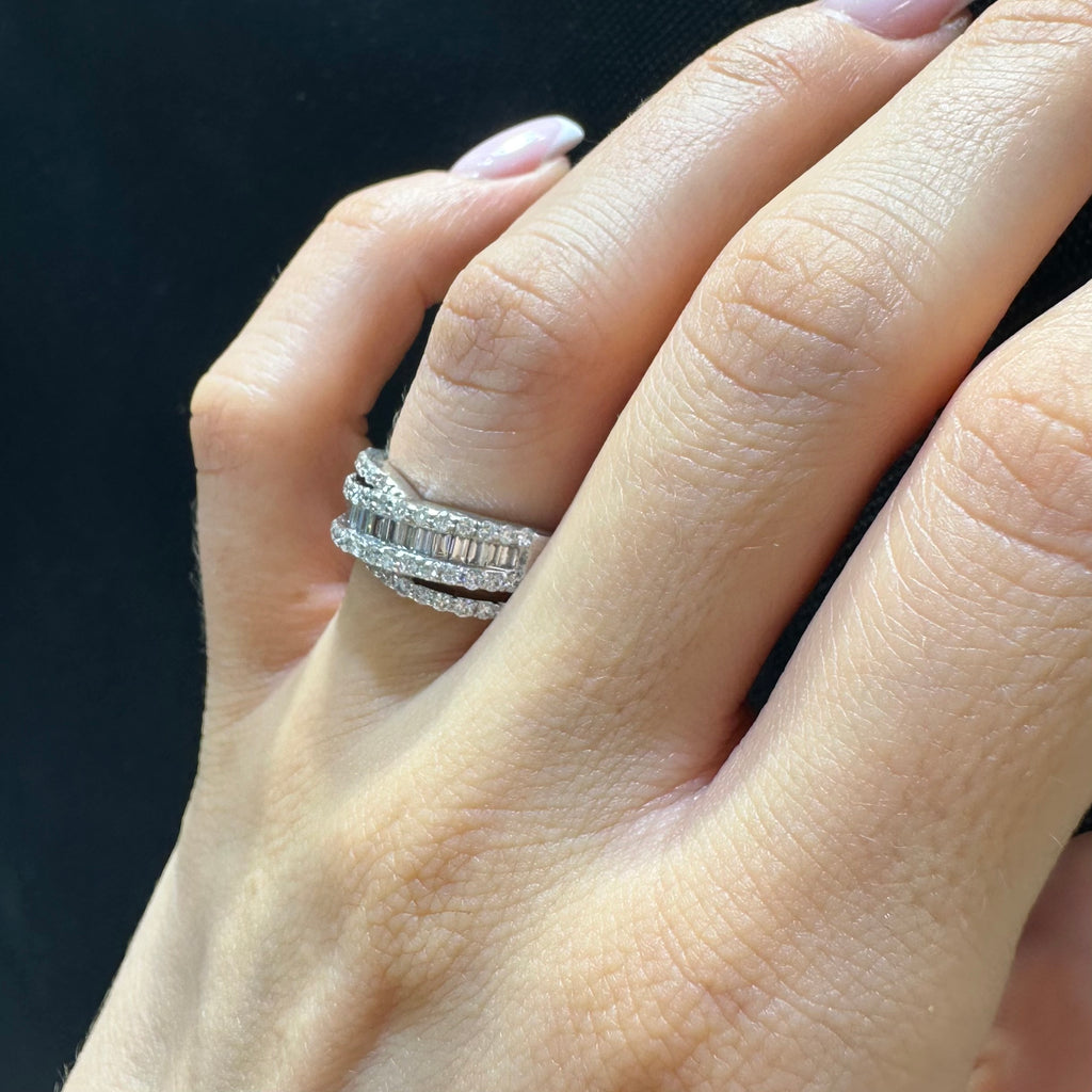 14K White Gold Band Ring with 0.70CT Diamonds WB459 IGJJ