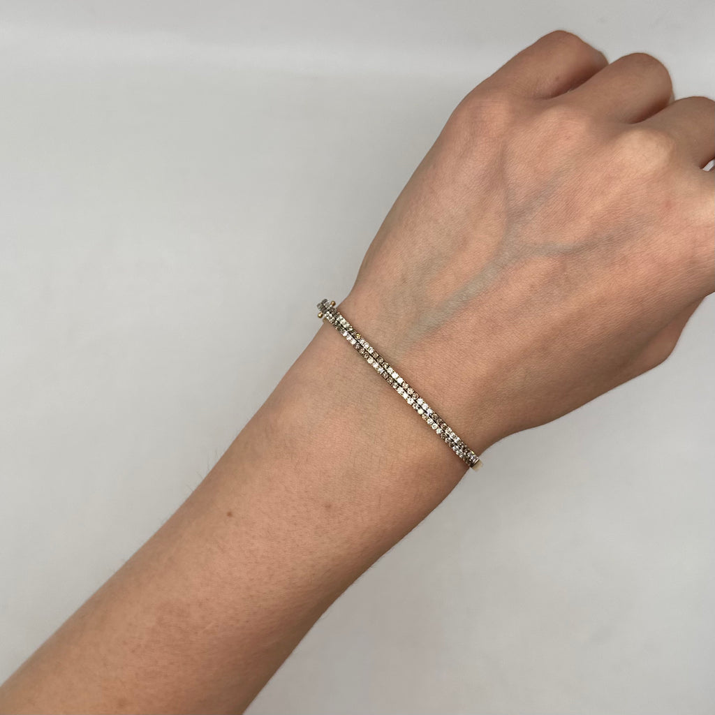 18K Yellow Gold Diamond Bangle Bracelet – 1.76 CT DB031 IZJJ