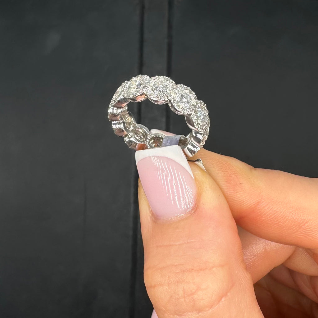 14K White Gold Diamond Band Ring 3.90CT Size 6 WB515 NJJJ