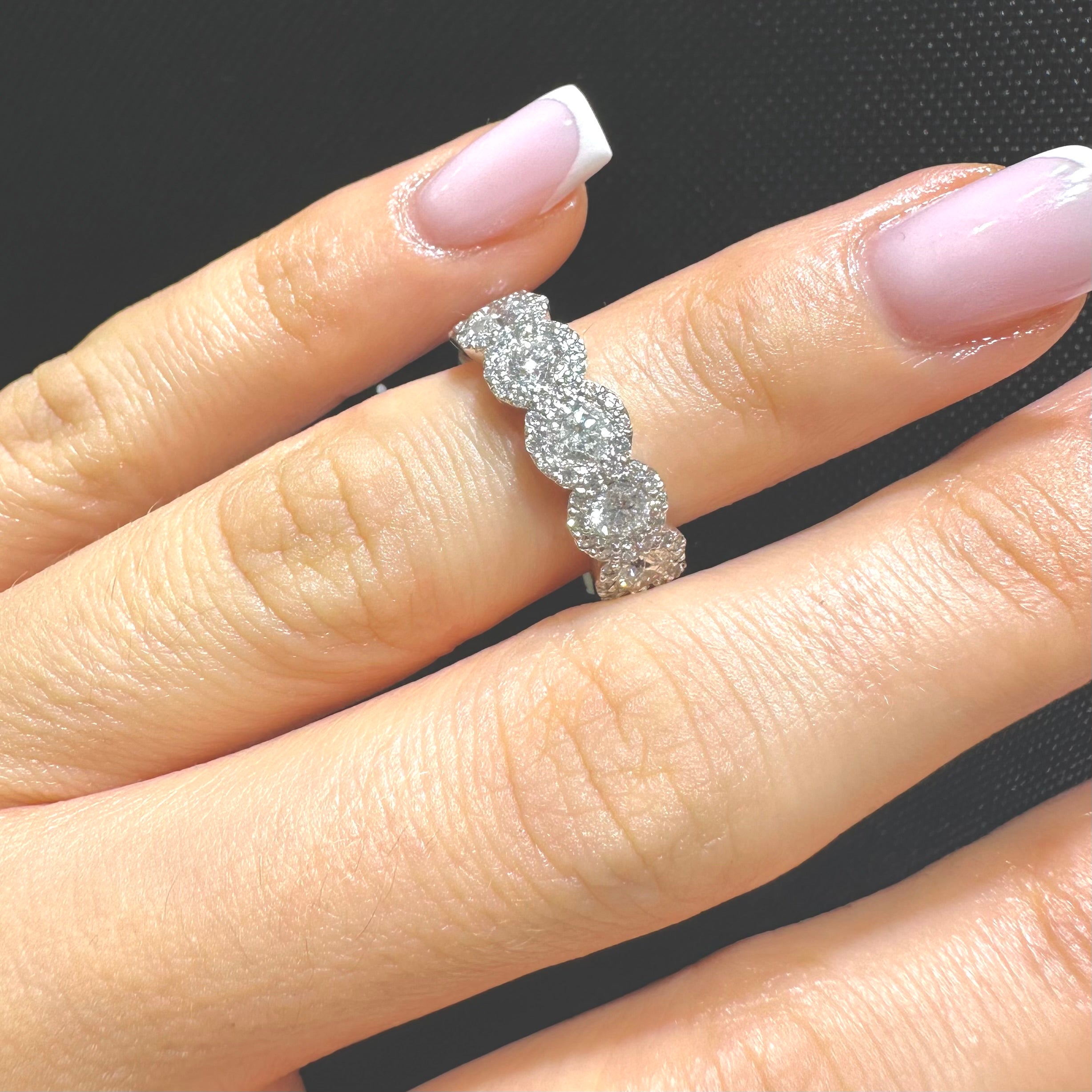 14K White Gold Diamond Band Ring 3.90CT Size 6 WB515 NJJJ