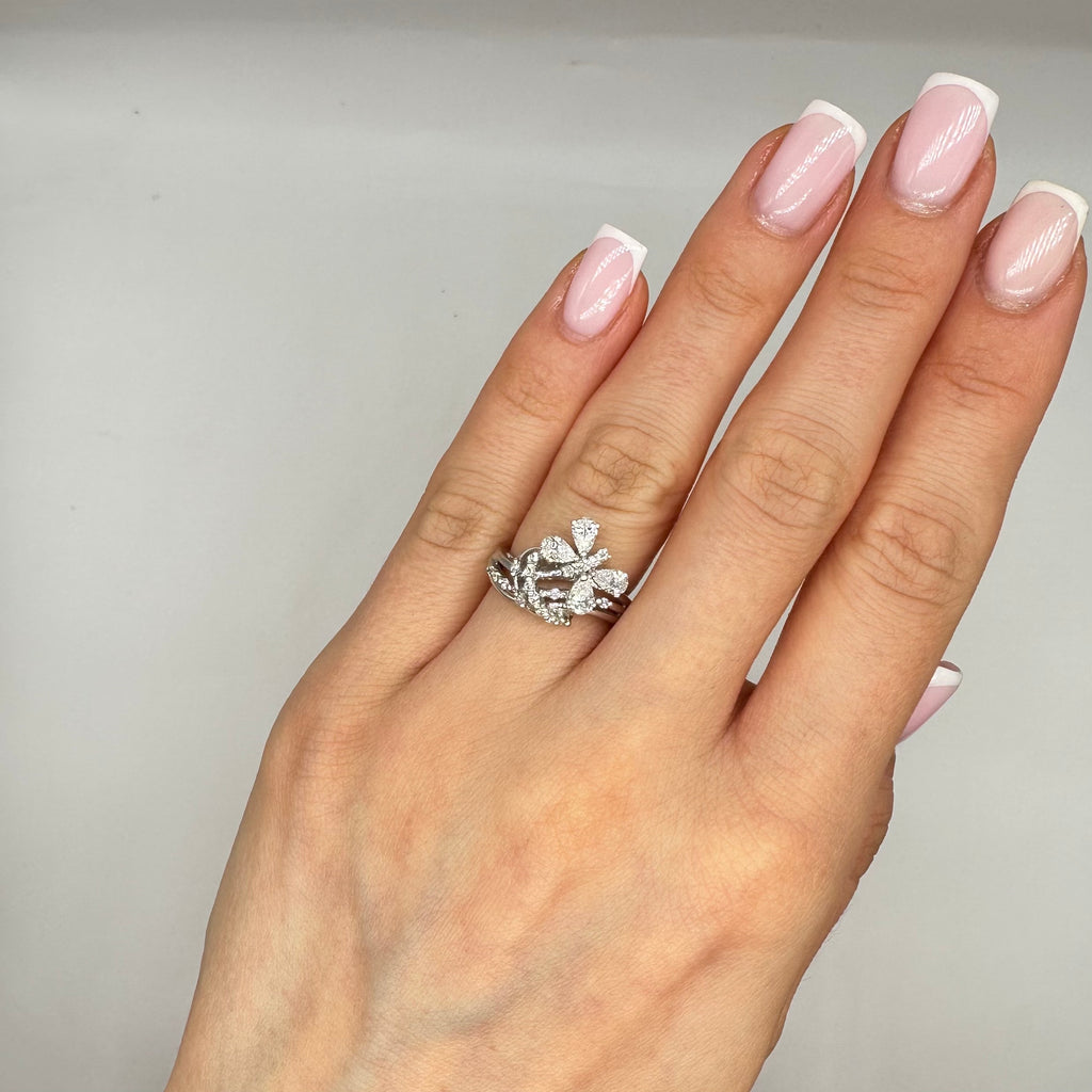 18K White Gold Diamond Ring – 0.90CT DR056 SET