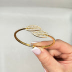 14K Yellow Gold Diamond Leaf Cuff Bracelet – 2.26ct