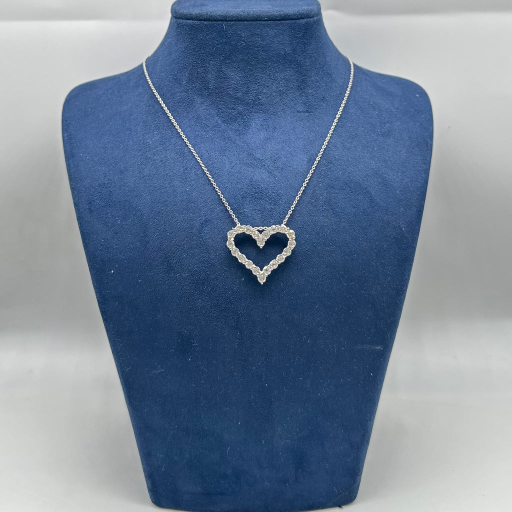 14K White Gold Diamond Heart Pendant Necklace — 3.01CT DP110 GNJJ