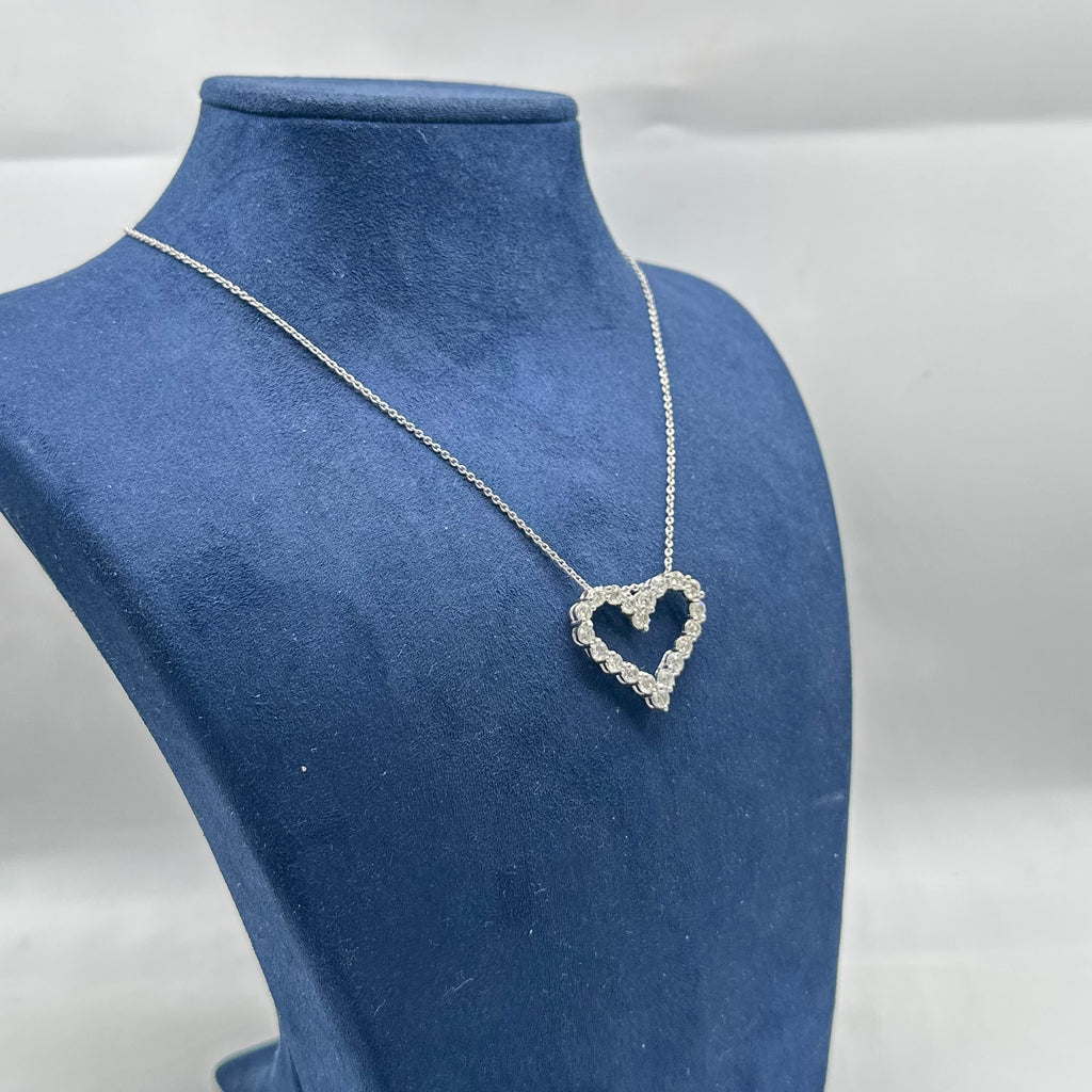 14K White Gold Diamond Heart Pendant Necklace — 3.01CT DP110 GNJJ