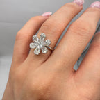14K White Gold Diamond Floral Ring 0.99CT PJR53531B-032