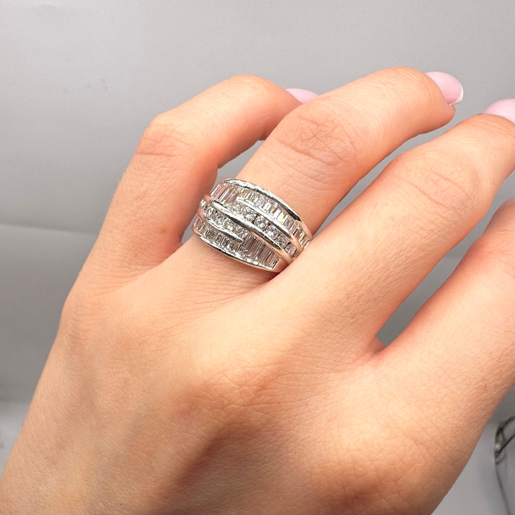 14K White Gold Baguette & Round Diamond Ring – 2.20CT WB288 IGJJ