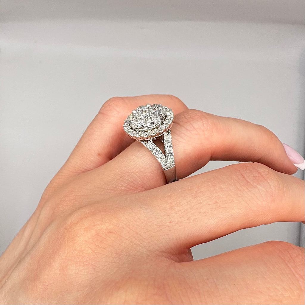 14K White Gold Round Diamond Halo Ring – 3.00 CTW DR008 ITJJ