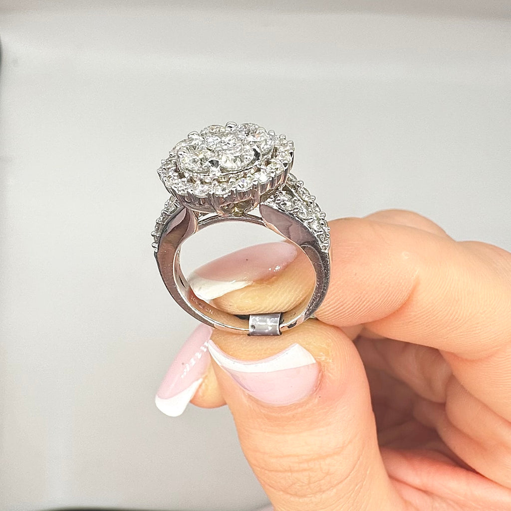 14K White Gold Round Diamond Halo Ring – 3.00 CTW DR008 ITJJ