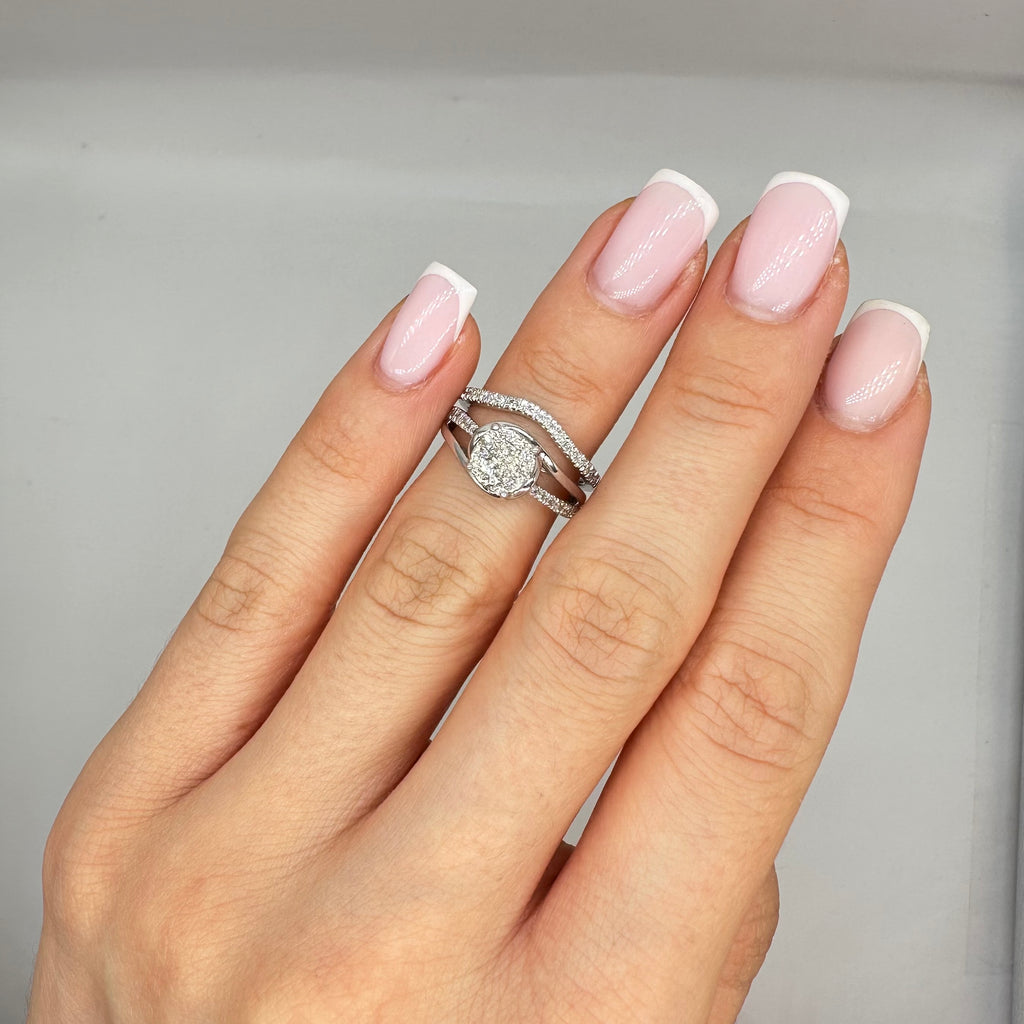 14K White Gold Engagement Ring & Wedding Band Set 0.50CT Diamonds RDER199 STJ