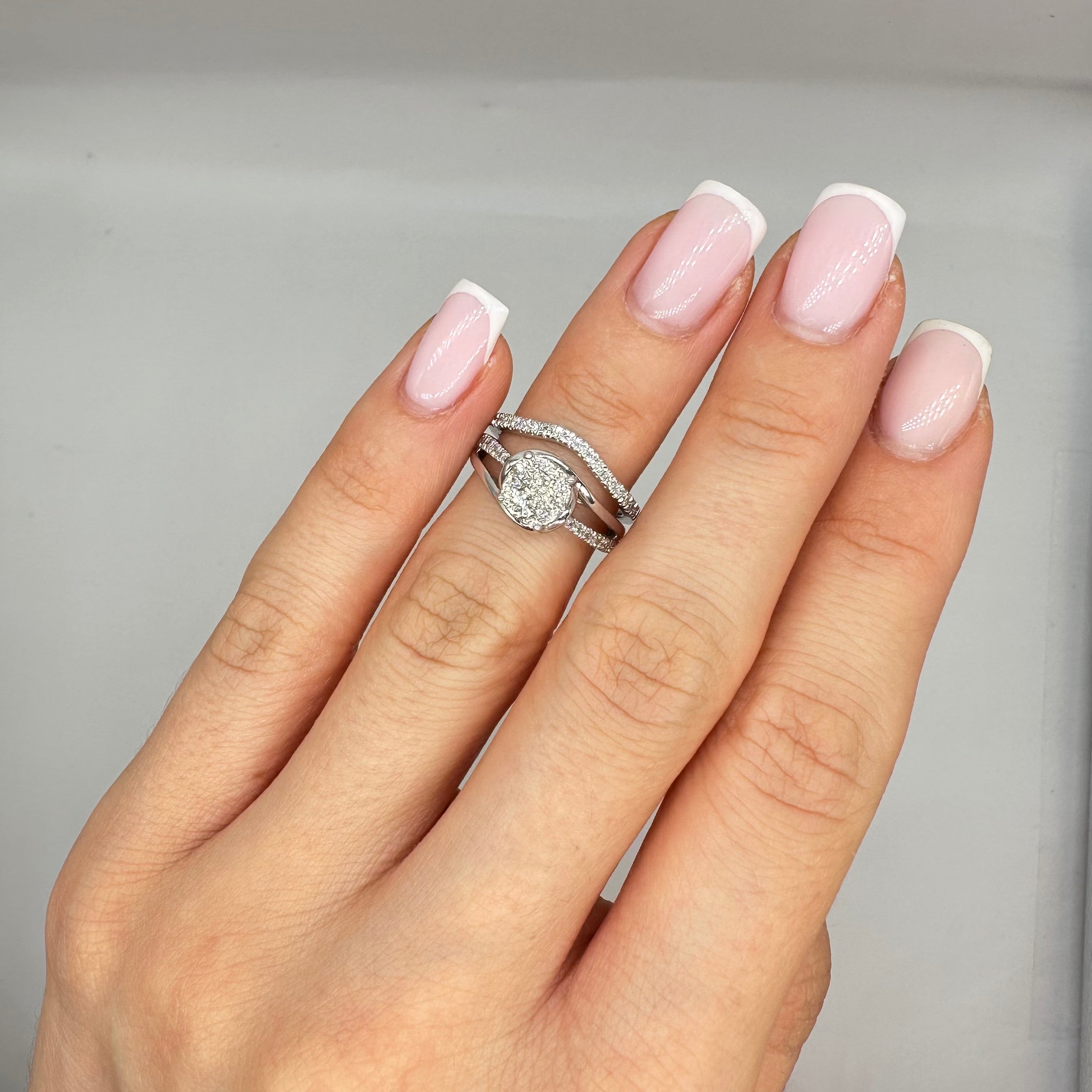 14K White Gold Engagement Ring & Wedding Band Set 0.50CT Diamonds RDER199 STJ