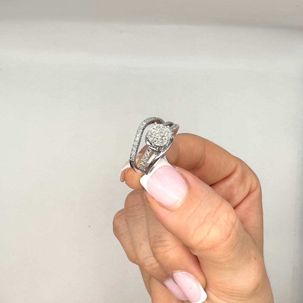 14K White Gold Engagement Ring & Wedding Band Set 0.50CT Diamonds RDER199 STJ
