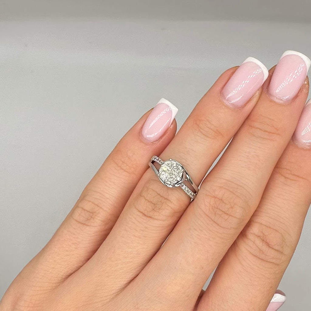 14K White Gold Engagement Ring & Wedding Band Set 0.50CT Diamonds RDER199 STJ