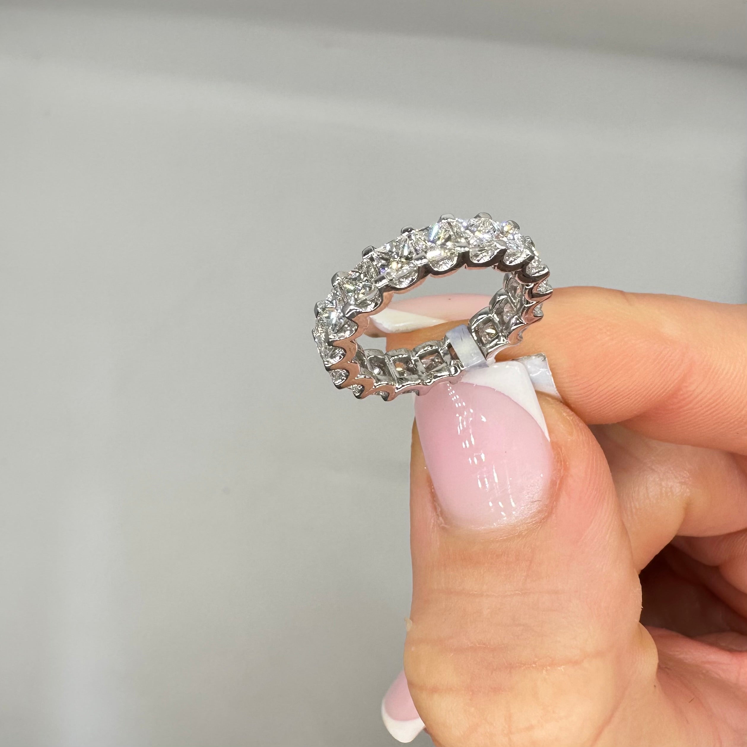 14K White Gold 3.03CT Princess Cut Diamond Band Ring WB601 GATJ
